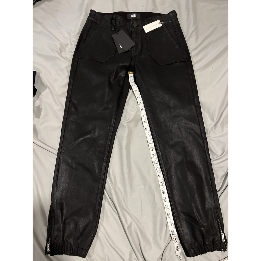 Paige Women's Mayslie Jogger Jeans Luxe Coating Size 28 Black NWT Msrp $249